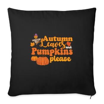 Hello Autumn Leaves and Pumpkins Please Scarecrow - Sofa pillowcase 17,3'' x 17,3'' (45 x 45 cm) - black - Front