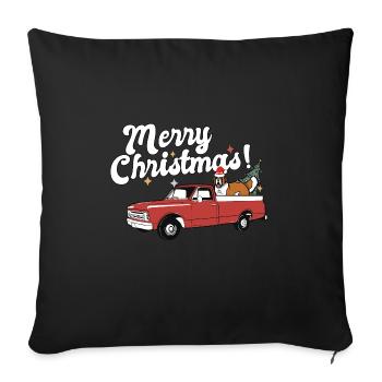 Vintage Red Pick Up Truck Saint Bernard Dog Merry - Sofa pillowcase 17,3'' x 17,3'' (45 x 45 cm) - black - Front
