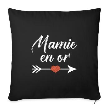 mamie en or cadeau mamie - Housse de coussin décorative 45 x 45 cm - noir - Devant
