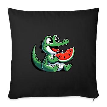 Crocodile Melon Pastèque Fruit Fruité - Housse de coussin décorative 45 x 45 cm - noir - Devant