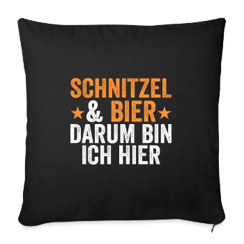 Schnitzel & Bier Wiener Fleischesser Geschenk - Sofakissenbezug 45 x 45 cm - Schwarz - Vorne