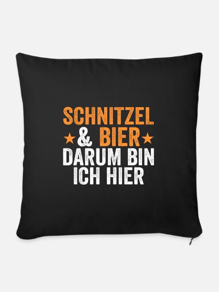 Schnitzel & Bier Wiener Fleischesser Geschenk - Sofakissenbezug 45 x 45 cm - Schwarz