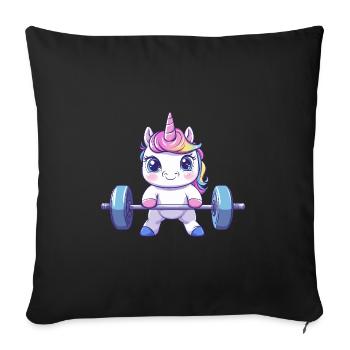 Unicorn deadlifting - Sofa pillowcase 17,3'' x 17,3'' (45 x 45 cm) - black - Front