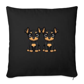 Bande dessinée de chien doberman - Housse de coussin décorative 45 x 45 cm - noir - Devant