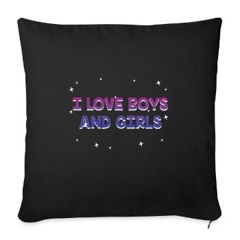 I Love Boys and Girls Bisexual LGBTQ Bi Pride Gay - Sofa pillowcase 17,3'' x 17,3'' (45 x 45 cm) - black - Front