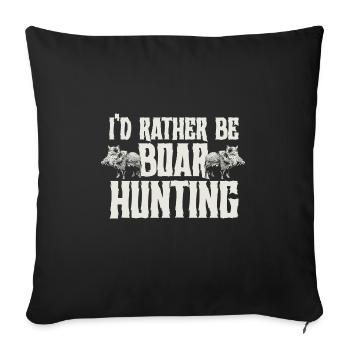 Chasse au sanglier chasseur sanglier - Housse de coussin décorative 45 x 45 cm - noir - Devant