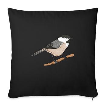 Bird Chickadee Bird Watching - Sofa pillowcase 17,3'' x 17,3'' (45 x 45 cm) - black - Front