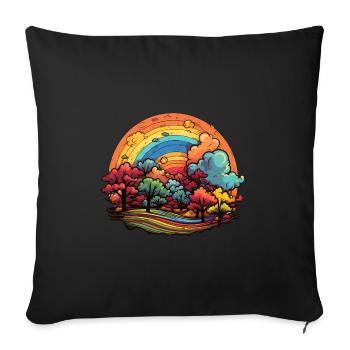 Autumn Colors Splendour: Rainbow of Leaves - Sofa pillowcase 17,3'' x 17,3'' (45 x 45 cm) - black - Front