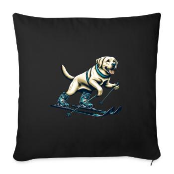 Dog Labrador Retriever Skiing Skier - Sofa pillowcase 17,3'' x 17,3'' (45 x 45 cm) - black - Front