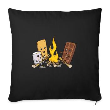 S'more Campfire Marshmallow Camping - Housse de coussin décorative 45 x 45 cm - noir - Devant