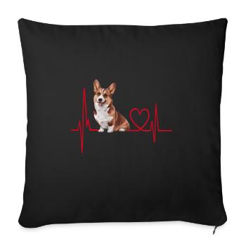 Heartbeat Gift for Dogs - Sofa pillowcase 17,3'' x 17,3'' (45 x 45 cm) - black - Front