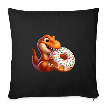 Dino T-Rex Bonbons aux beignets - Housse de coussin décorative 45 x 45 cm - noir - Devant