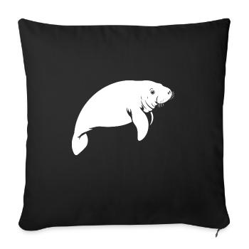 Lamantin - Lamantin - Sirène - Housse de coussin décorative 45 x 45 cm - noir - Devant