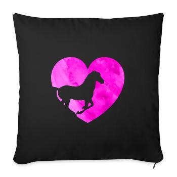 Horse Heart Riding Love Horses - Sofa pillowcase 17,3'' x 17,3'' (45 x 45 cm) - black - Front