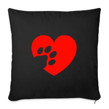 Chien Coeur Patte Amoureux des Chiens - Housse de coussin décorative 45 x 45 cm - noir - Devant
