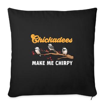 Bird Chickadee Bird Watching - Sofa pillowcase 17,3'' x 17,3'' (45 x 45 cm) - black - Front