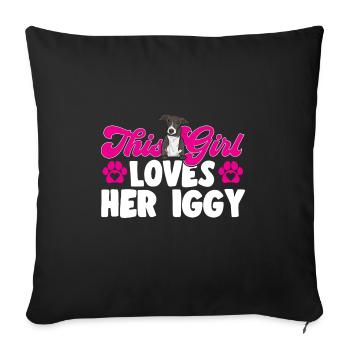 Lévrier italien Greyhound Chiens - Housse de coussin décorative 45 x 45 cm - noir - Devant