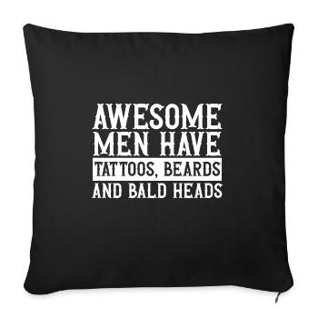 Tête chauve Calvitie Barbe Tête chauve - Housse de coussin décorative 45 x 45 cm - noir - Devant