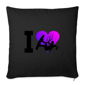 Kitesurfen Kite Kitesurfer Kitesurf Kitesurfing - Housse de coussin décorative 45 x 45 cm - noir - Devant