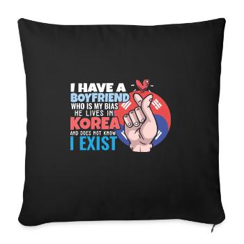 Fan d’idoles Kpop J’ai un petit ami K Amant de drame I - Housse de coussin décorative 45 x 45 cm - noir - Devant