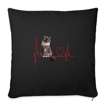 Cats Heartbeat Gift - Sofa pillowcase 17,3'' x 17,3'' (45 x 45 cm) - black - Front