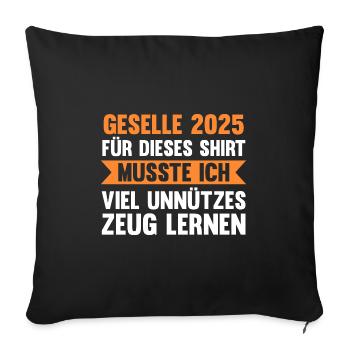 Geselle 2025 Prüfung Gesellenbrief 2025 - Sofakissenbezug 45 x 45 cm - Schwarz - Vorne