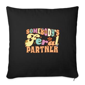 Le partenaire sauvage de quelqu’un mari femme jeu de mots familial - Housse de coussin décorative 45 x 45 cm - noir - Devant