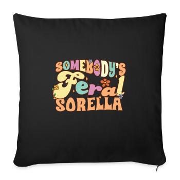 Somebody’s Feral Sorella French Sister Family Pun - Housse de coussin décorative 45 x 45 cm - noir - Devant