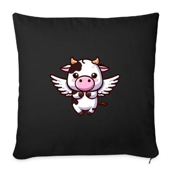 Celestial Cow: An Angel with Wings - Sofa pillowcase 17,3'' x 17,3'' (45 x 45 cm) - black - Front