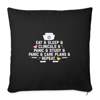 Eat Sleep Clinicals Panic Funny Nurse Medical - Sofa pillowcase 17,3'' x 17,3'' (45 x 45 cm) - black - Front
