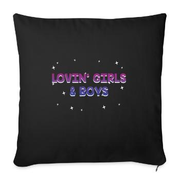 Lovin' Girls and Boys Bisexual LGBTQ Bi Pride - Sofakissenbezug 45 x 45 cm - Schwarz - Vorne