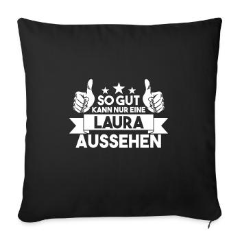 Laura - Sofakissenbezug 45 x 45 cm - Schwarz - Vorne