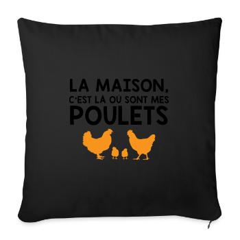 Hühner poulets Bauernhof Vögel Geschenk - Sofakissenbezug 45 x 45 cm - Schwarz - Vorne