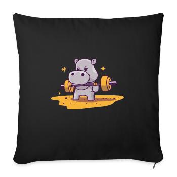 Hippo Fitness Hippo Funny Gym Gift - Sofa pillowcase 17,3'' x 17,3'' (45 x 45 cm) - black - Front