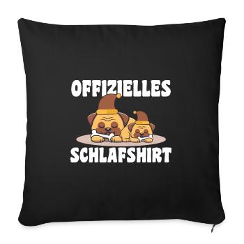 Schlafanzug Mops Schlafshirt Geschenk - Sofakissenbezug 45 x 45 cm - Schwarz - Vorne