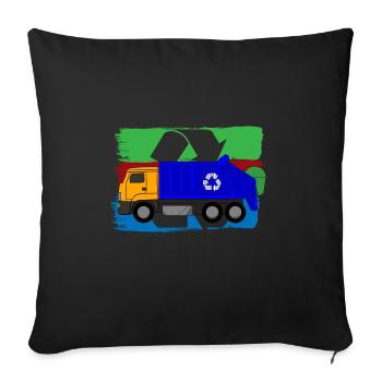 Garbage Truck Love Garbage Collection Child Boy I Gift - Sofa pillowcase 17,3'' x 17,3'' (45 x 45 cm) - black - Front