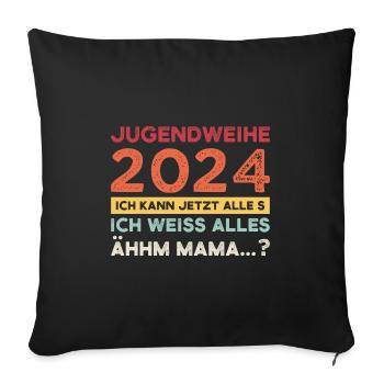 Jugendweihe 2024 Jugend Jugendfeier 2024 Geschenk - Sofakissenbezug 45 x 45 cm - Schwarz - Vorne