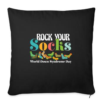 Sensibilisation au syndrome de Down Trisomie 21 - Housse de coussin décorative 45 x 45 cm - noir - Devant