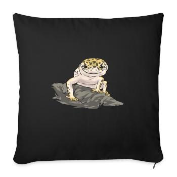 Gecko léopard Gecko reptile gecko de compagnie - Housse de coussin décorative 45 x 45 cm - noir - Devant