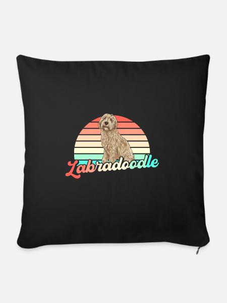 Labradoodle Hund - Sofakissenbezug 45 x 45 cm - Schwarz