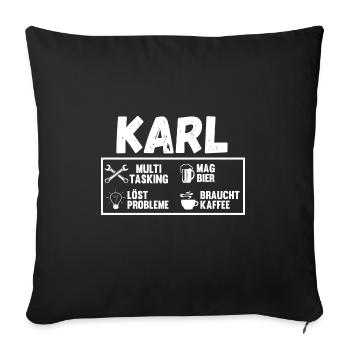 Vorname Name Karl - Sofakissenbezug 45 x 45 cm - Schwarz - Vorne