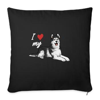 Alaskan Malamute Hund - Sofakissenbezug 45 x 45 cm - Schwarz - Vorne