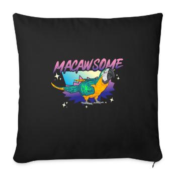 Ara à poitrine jaune Perroquet bleu et ara jaune - Housse de coussin décorative 45 x 45 cm - noir - Devant