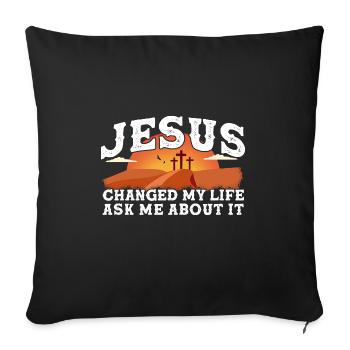 Jesus Changed My Life, Waymaker 1 Cross 3 nails 4 - Sofa pillowcase 17,3'' x 17,3'' (45 x 45 cm) - black - Front