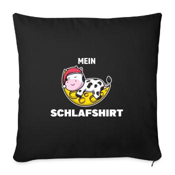 Schlafshirt Kuh Schlafanzug Geschenk - Sofakissenbezug 45 x 45 cm - Schwarz - Vorne