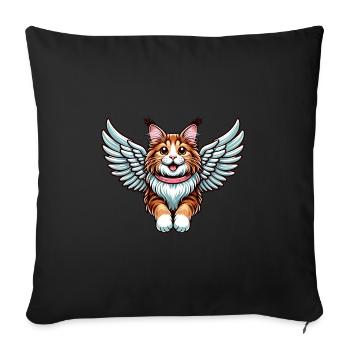 Maine Coon Katze Engel - Majestätische Katze mit - Sofakissenbezug 45 x 45 cm - Schwarz - Vorne