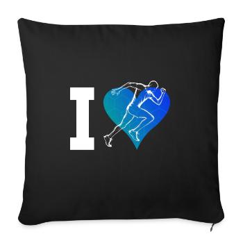 Course à pied, jogging, course à pied, course de fond - Housse de coussin décorative 45 x 45 cm - noir - Devant