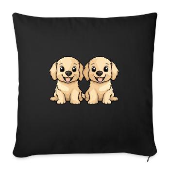 Golden Retriever Hund Comic - Sofakissenbezug 45 x 45 cm - Schwarz - Vorne