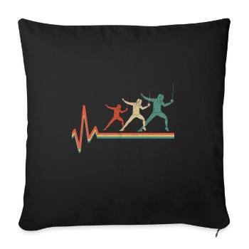 Fencer Heartbeat Vintage Sword Fighting Retro - Sofa pillowcase 17,3'' x 17,3'' (45 x 45 cm) - black - Front
