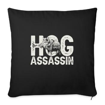 Chasse au sanglier chasseur sanglier - Housse de coussin décorative 45 x 45 cm - noir - Devant